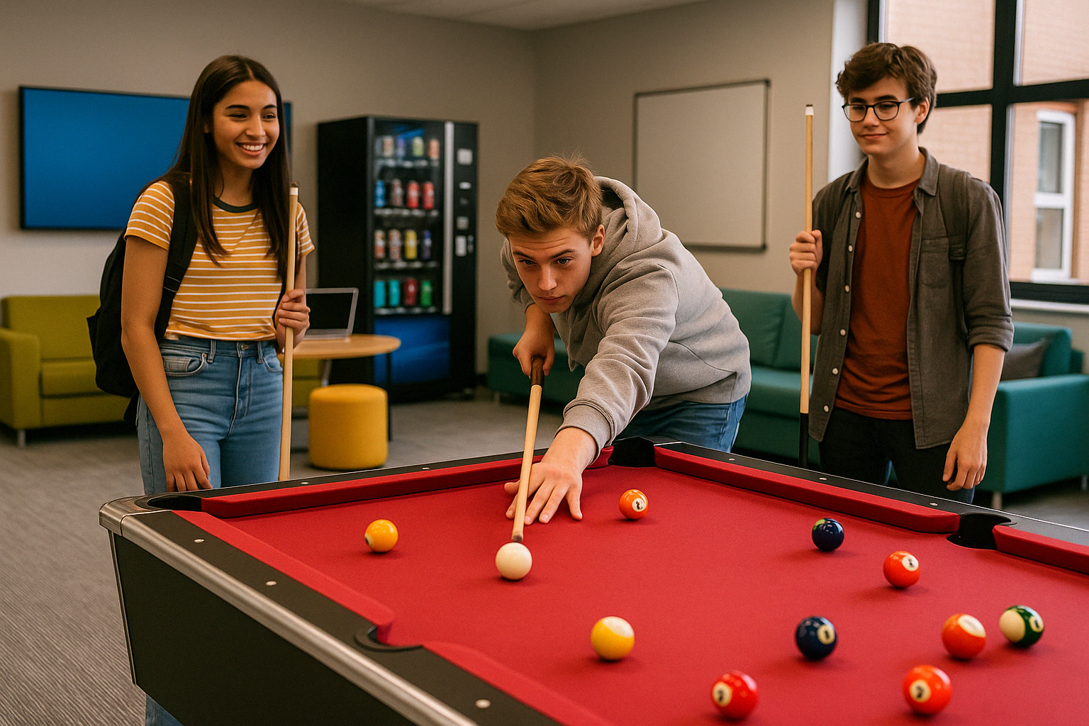 Schüler beim Billardspielen